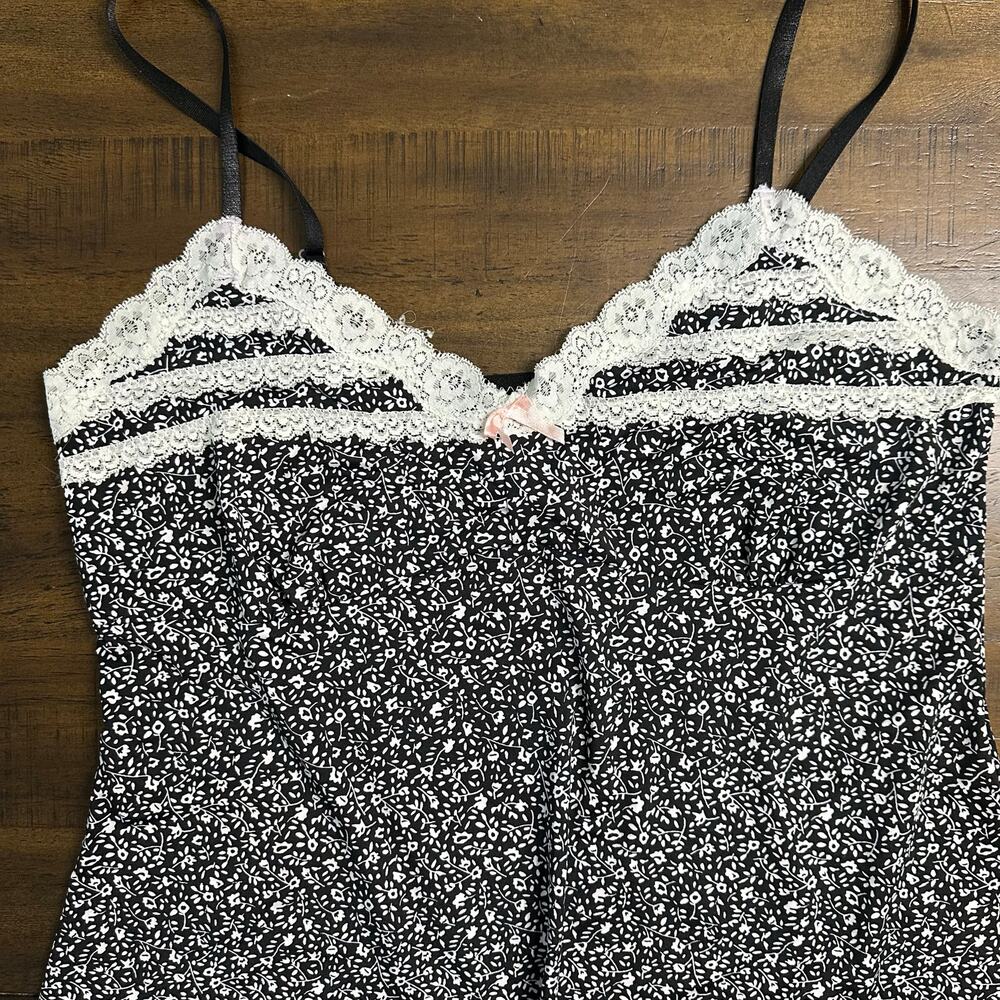 Marilyn Monroe XL Black Floral Lace Trim Babydoll Cami Y2K Coquette Top - Picture 2 of 7